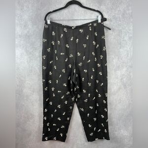 Talbots  Women's Capri Pants Size 14 Embroidered Straight‎ Leg Irish Linen